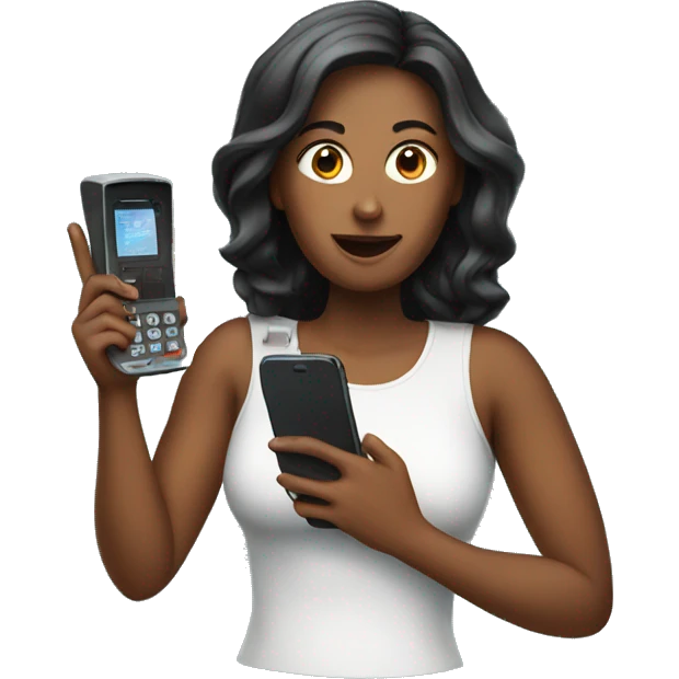 woman showing big phone emoji