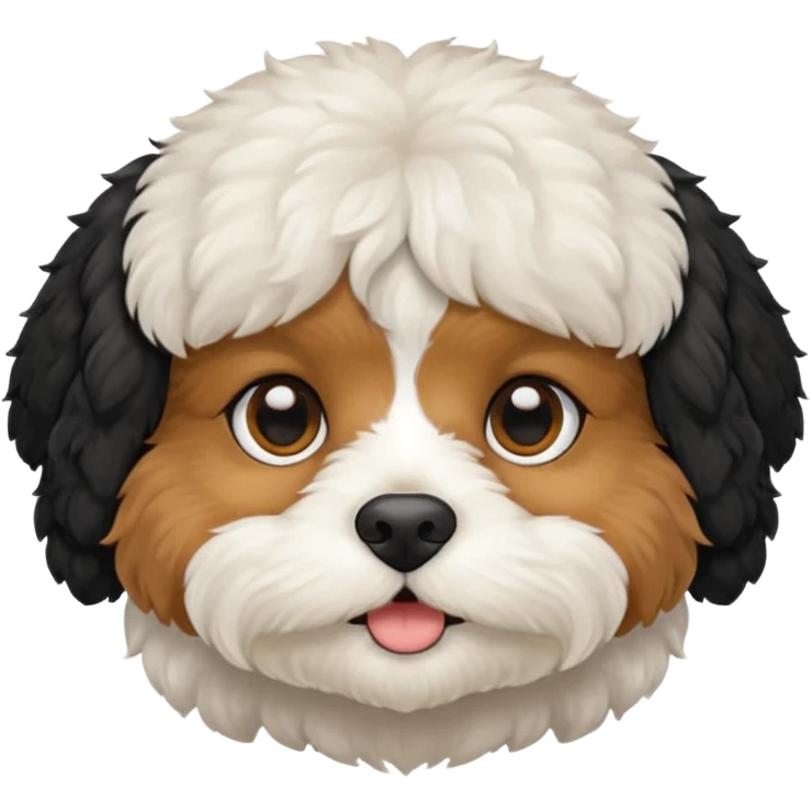 Cavapoo face all black with small white chin emoji
