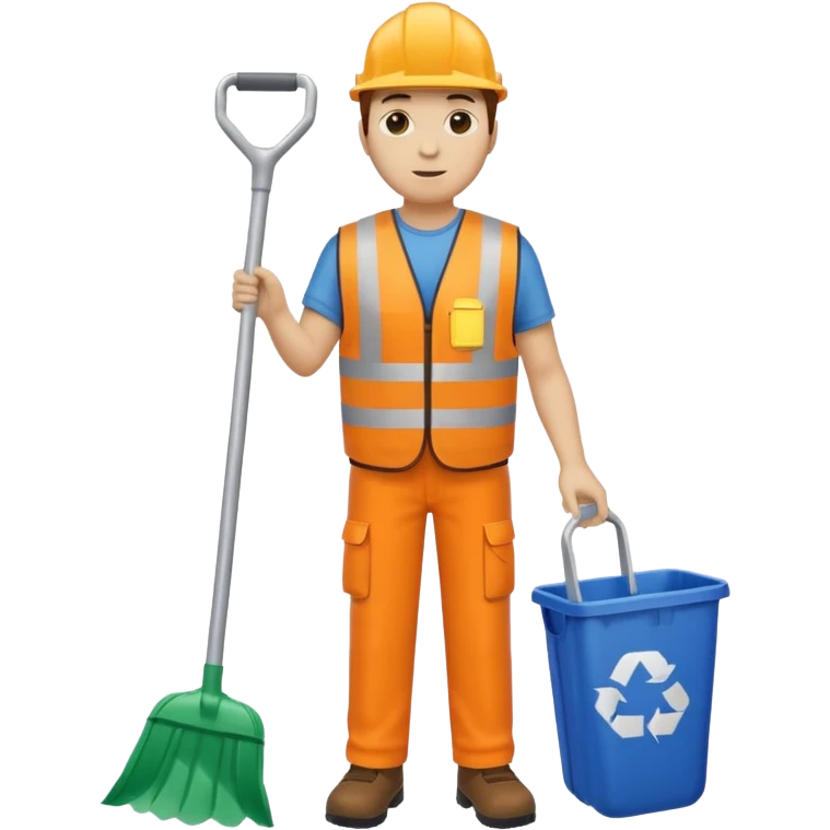 waste-management, safety vest, trash picker, cleaning up trash, full body emoji