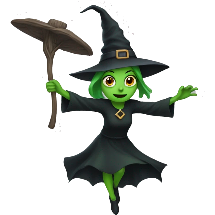 green-skinned witch flying  emoji
