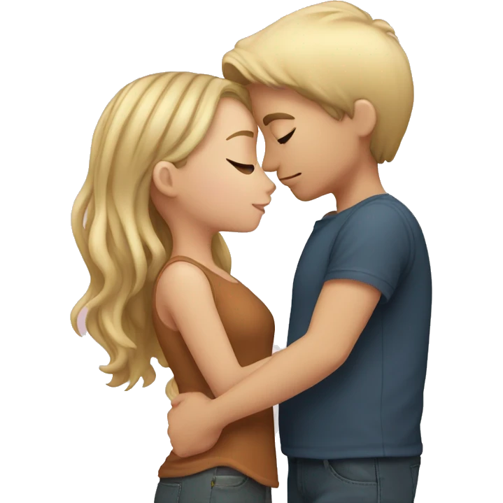 A Boy with brown hair kissing a girl with blonde hair emoji