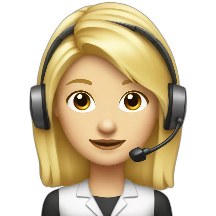 secretaire blonde avec un casque téléphone coupe de cheveux au carré emoji