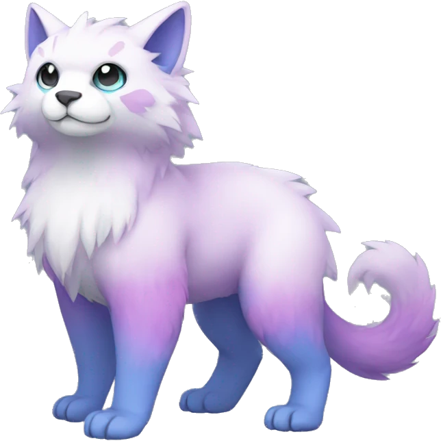 Cute cool white blue purple pink animal hybrid Fakemon full body emoji