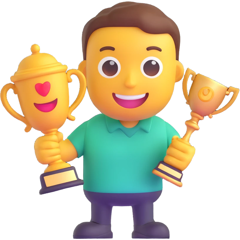 an emoji of emoji holding a trophy emoji