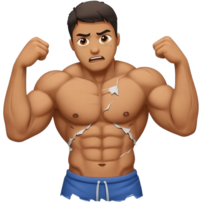 Strong man with in pain emotions and broken body  emoji