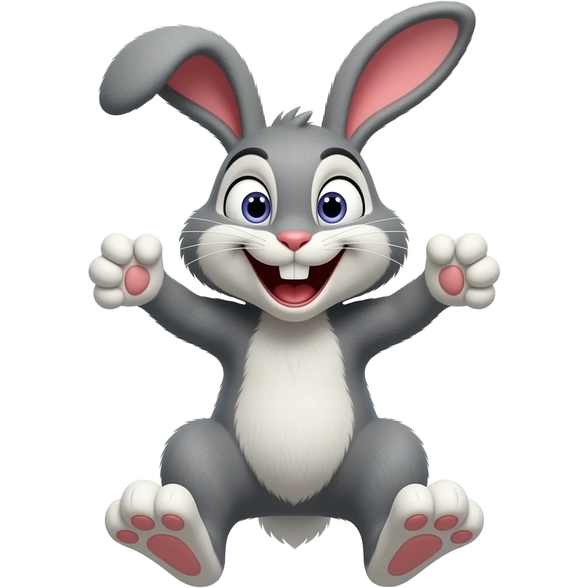 Rabbit with four feet on the floor and it's jumping but make it SUPER funny and evil emoji