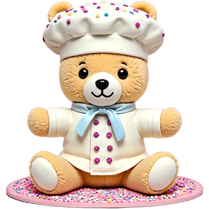 quiero un oso

Mejillas rosadas

Sprinkles en forma de estrellitas

Patitas pequeñas y redonditas

Un gorrito de chef mini

Expresiones cambiantes (feliz, sorprendido, emocionado) emoji