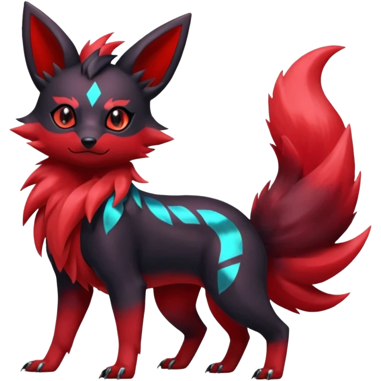  Shiny red iridescent Zorua-Umbreon-Salandit-Jolteon-fusion emoji