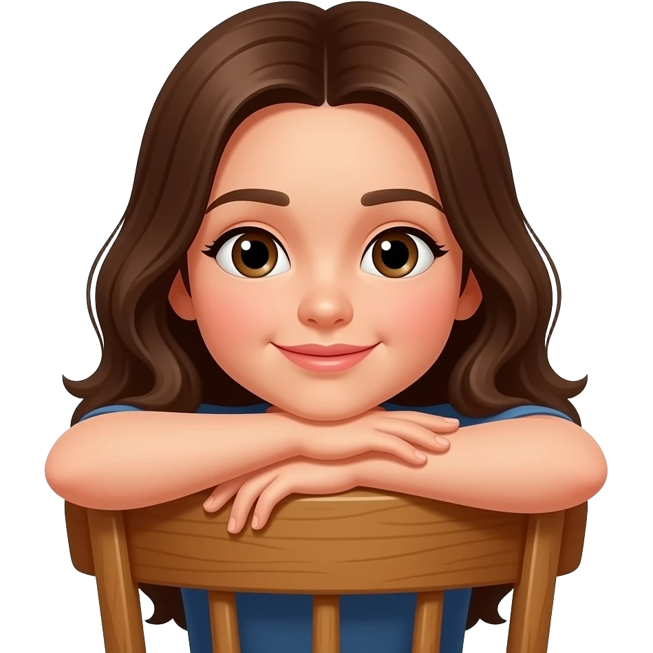 a brunet girl resting on a chair emoji