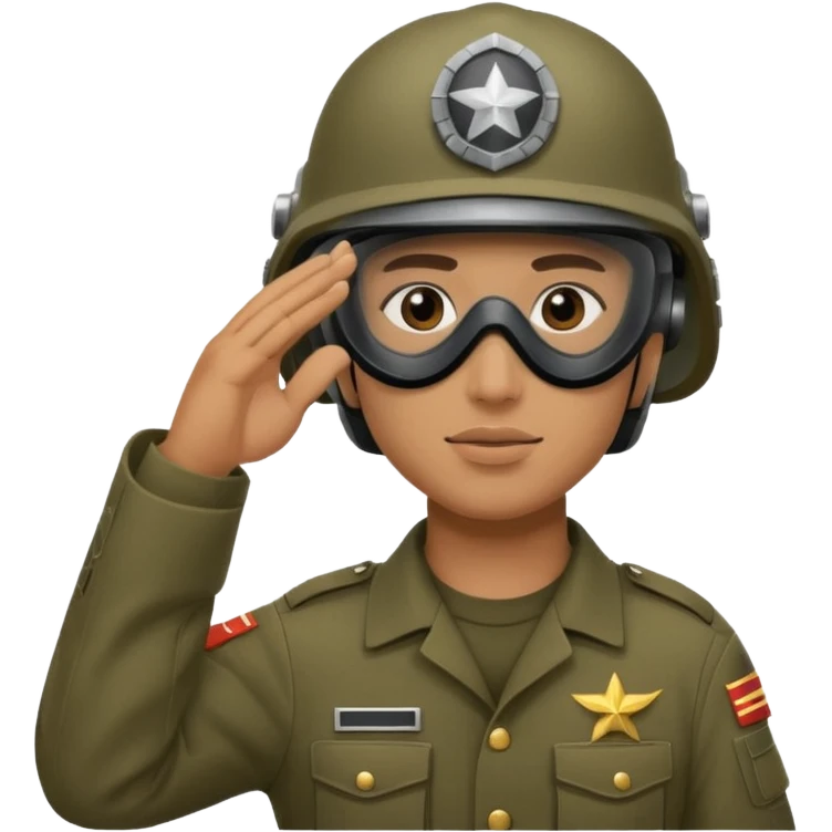 Soldier saluting with helmet + mask emoji