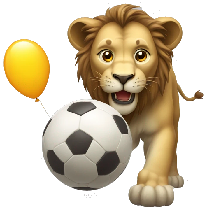 Lion avec un ballon de foot  emoji