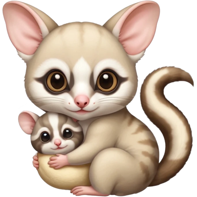 Fat and cute Japanese sugar glider  white. A mom anda a baby one emoji