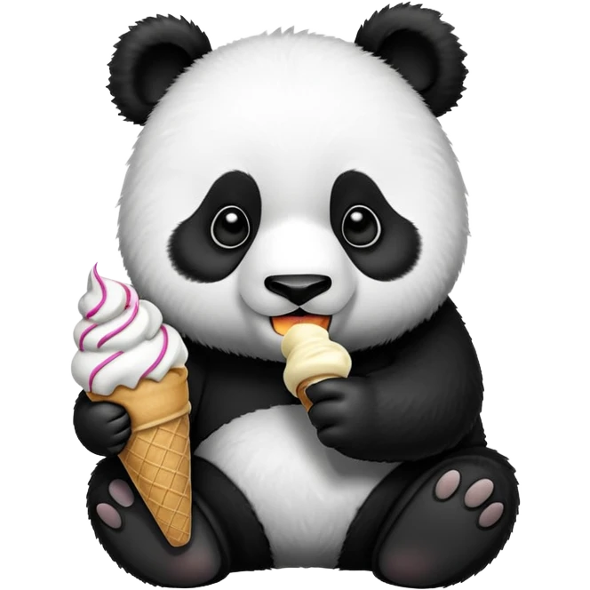 Panda eating ice cream emoji