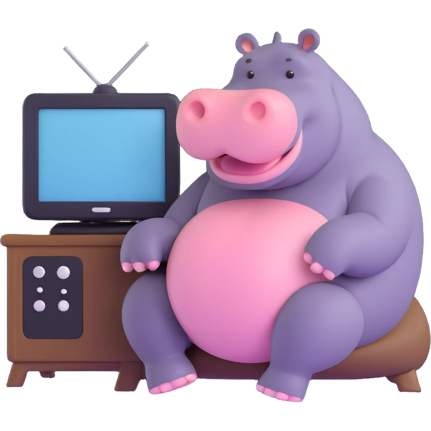 hippo watching TV emoji