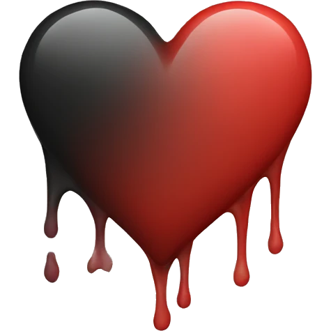 black and red faded heart emoji