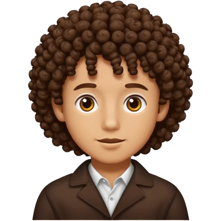 Tan skin color boy with dark brown curly perm emoji