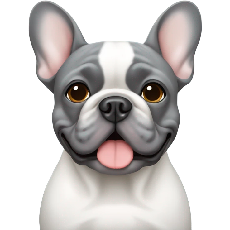 Grey French bulldog with white down the middle of the face emoji