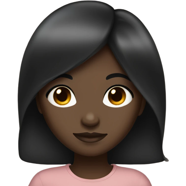 A dark skinned girl with black 4c hair and brown eyes emoji
