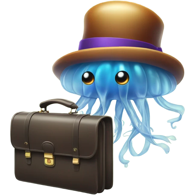 jellyfish wearing top hat and tie with briefcase  emoji