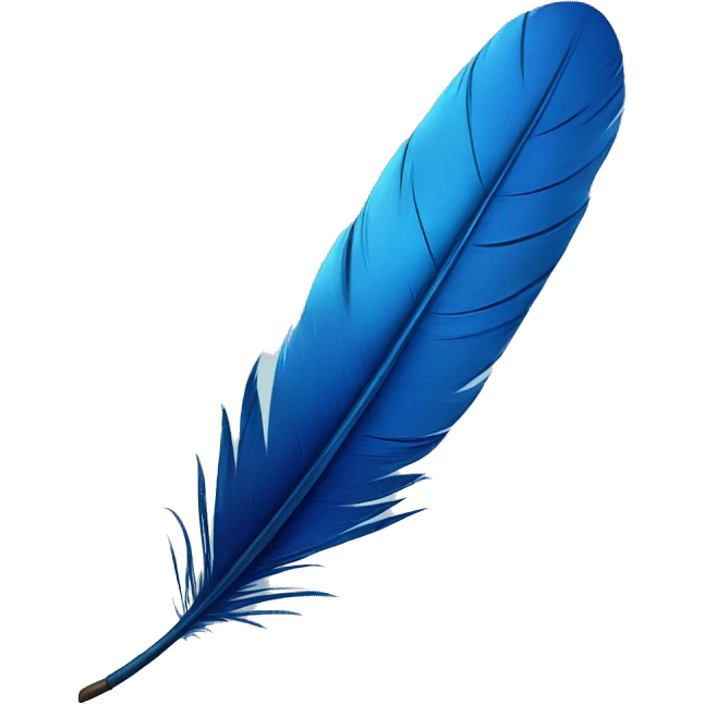 Realistic one blue feather emoji