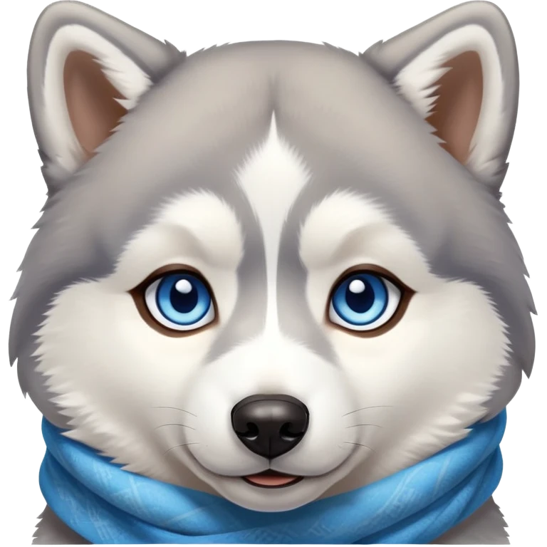 Husky with blue eye and brown eye and blue scarf emoji