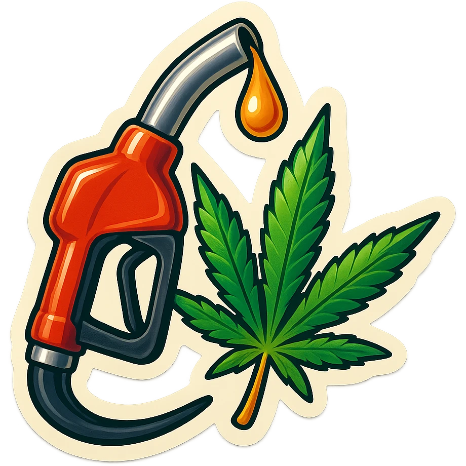gas pump handle with cannabis leaf emoji