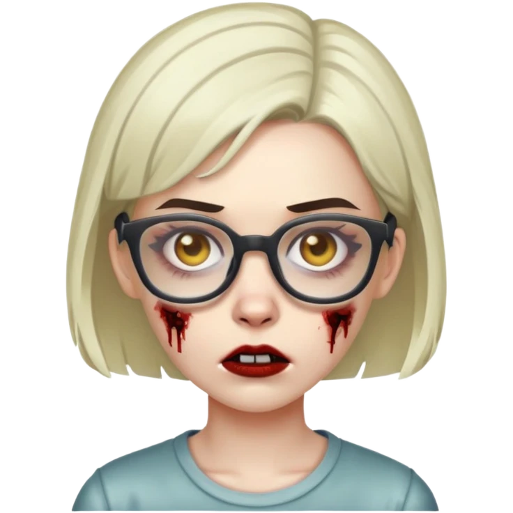 Zombie girl with short brow hair and glases emoji