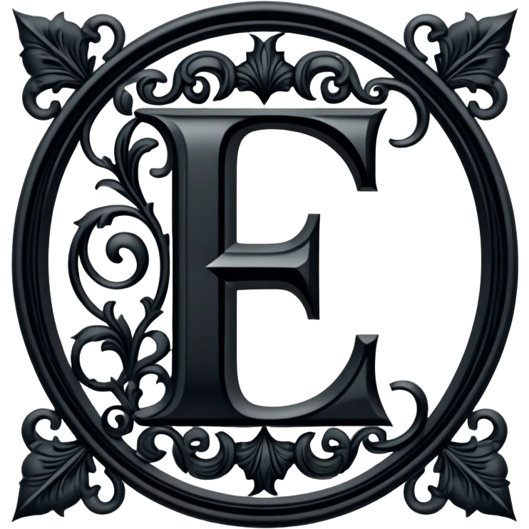 Black gothic Victorian , letter “F” of the alphabet emoji