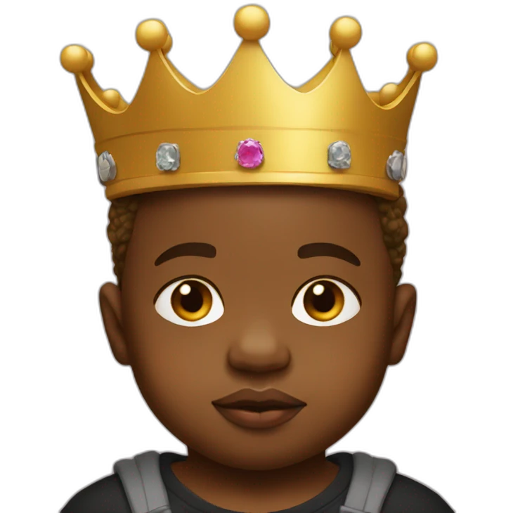 baby biggie with a crown on his head wearing a tshirt emoji