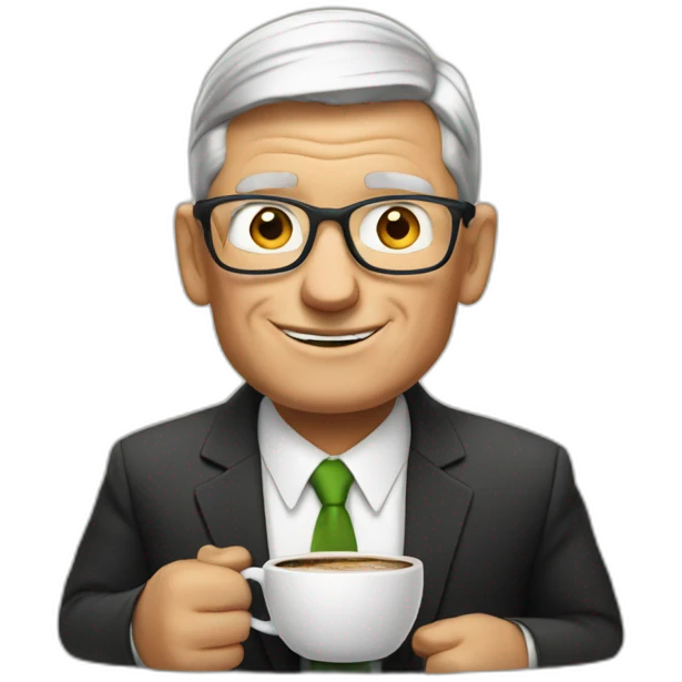 Tim Cook with coffee emoji