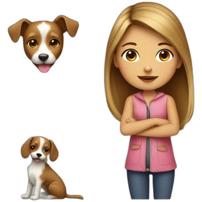 Girl wit a dog in the Paris  emoji