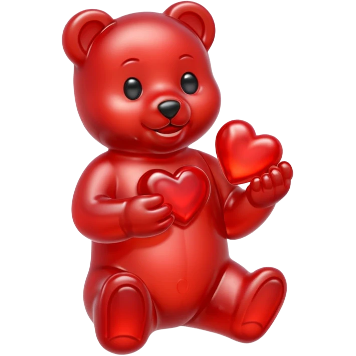 Gummy bear holding one small gummy human heart  emoji