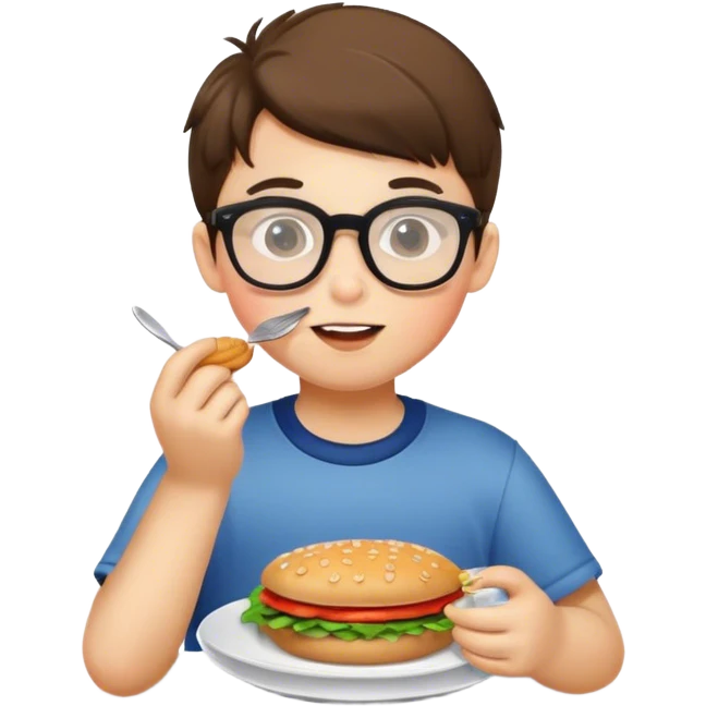 eating with glasses boy emoji