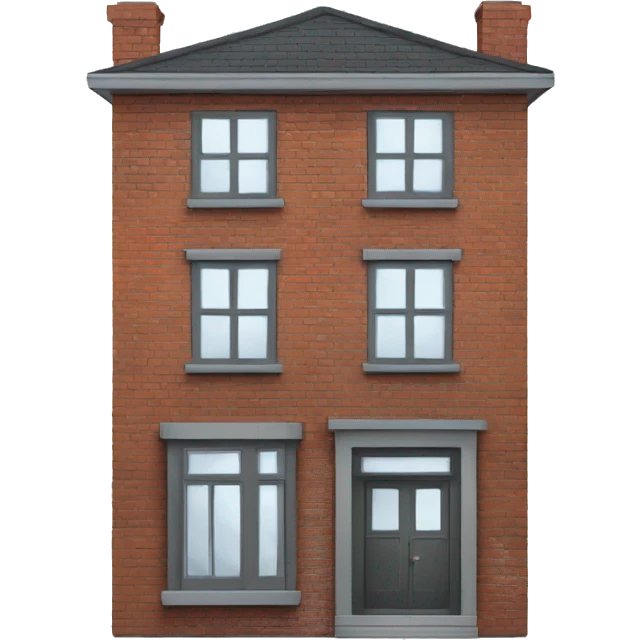 two floors brick house with dark grey windows and grey flat roof emoji