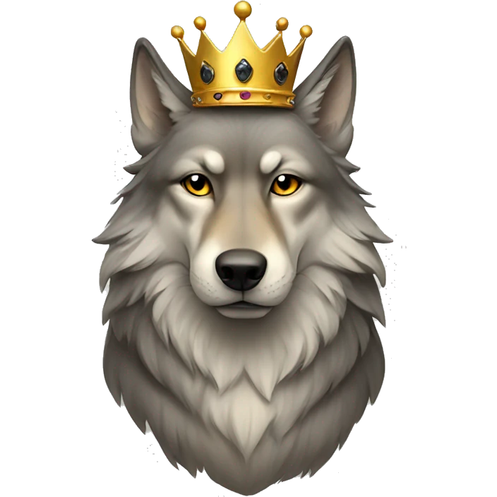 Portrait wolf with crown  emoji