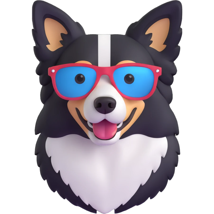 border collie wearing sunglasses emoji