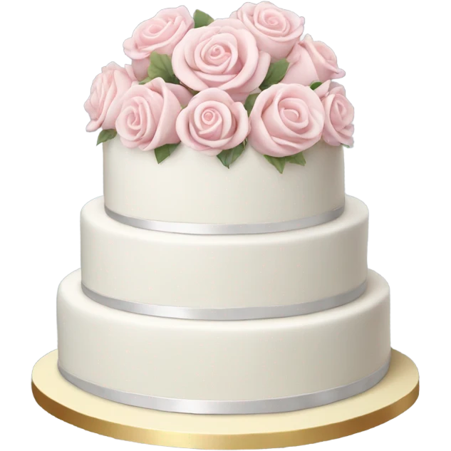 Fancy white wedding cake with light pink roses realistic  emoji