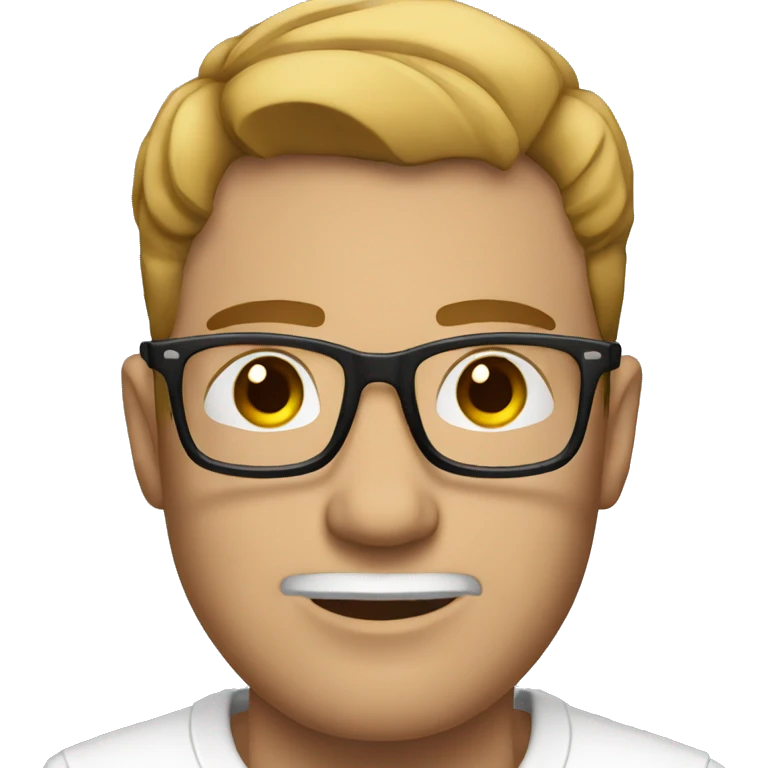 Guy with glasses and a white shirt with tattoos on his face  emoji