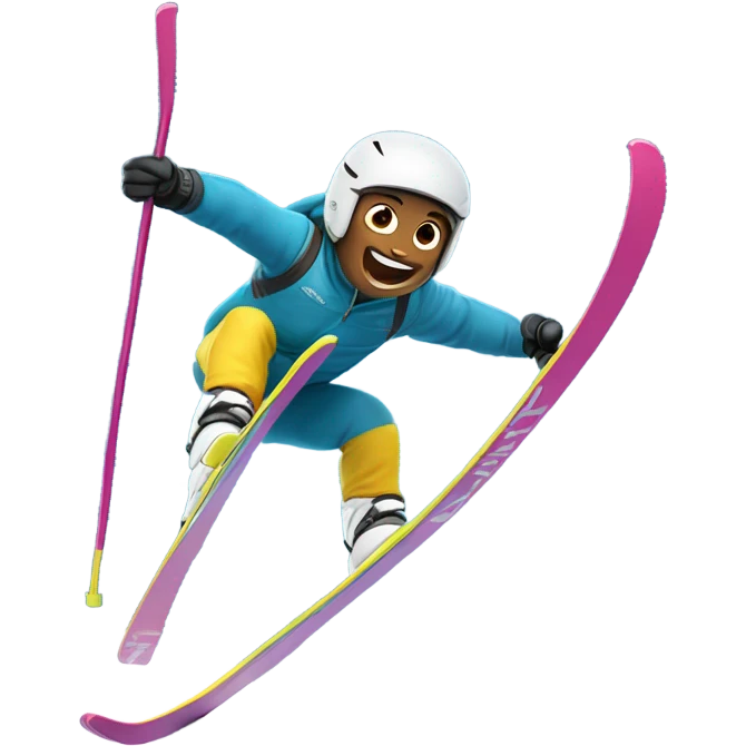 Going huge on a ski jump with skis on emoji