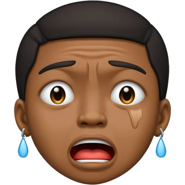 Black person crying with moutj wide open frowning emoji