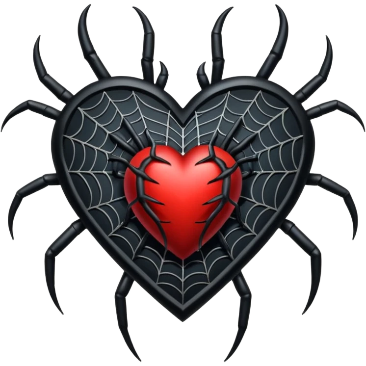 gothic heart with a spiderweb emoji