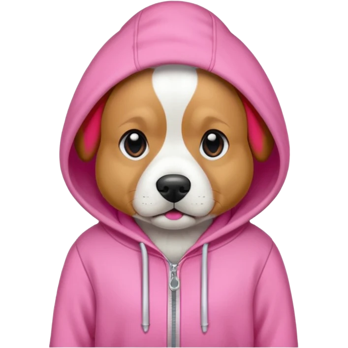 Dog wearing pink hoodie emoji