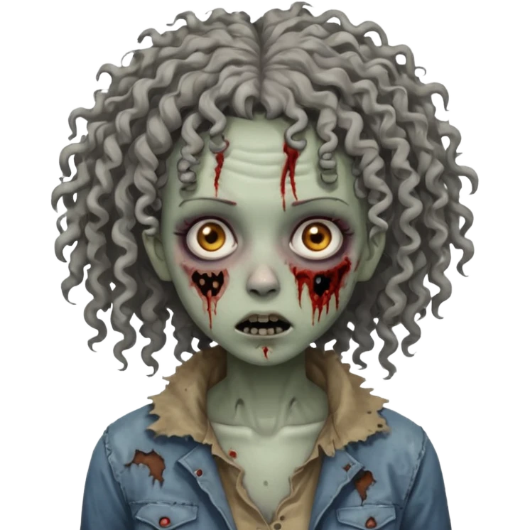 woman curly haired zombie emoji