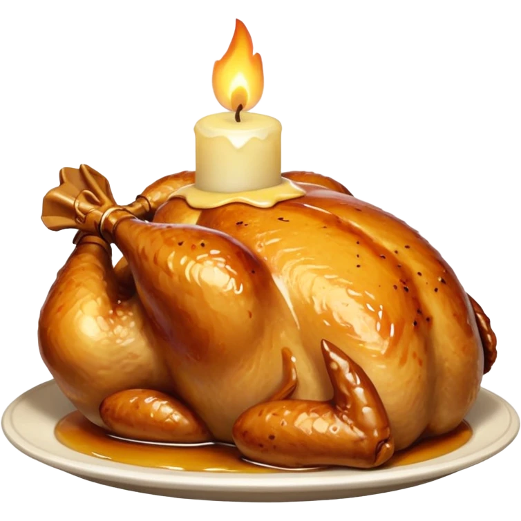 Rosted avile chicken with a candle on his head  emoji