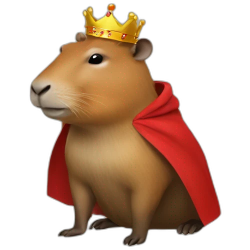 capybara with crown and red cape emoji