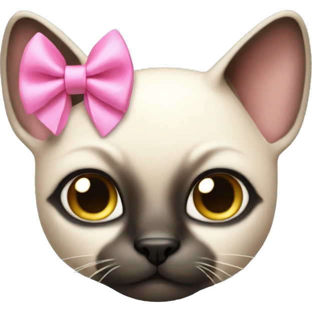 Siamese car with pink bow on head emoji