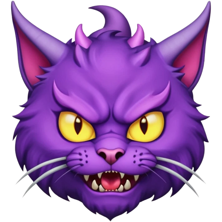Un gato enojado endiablado en morado emoji