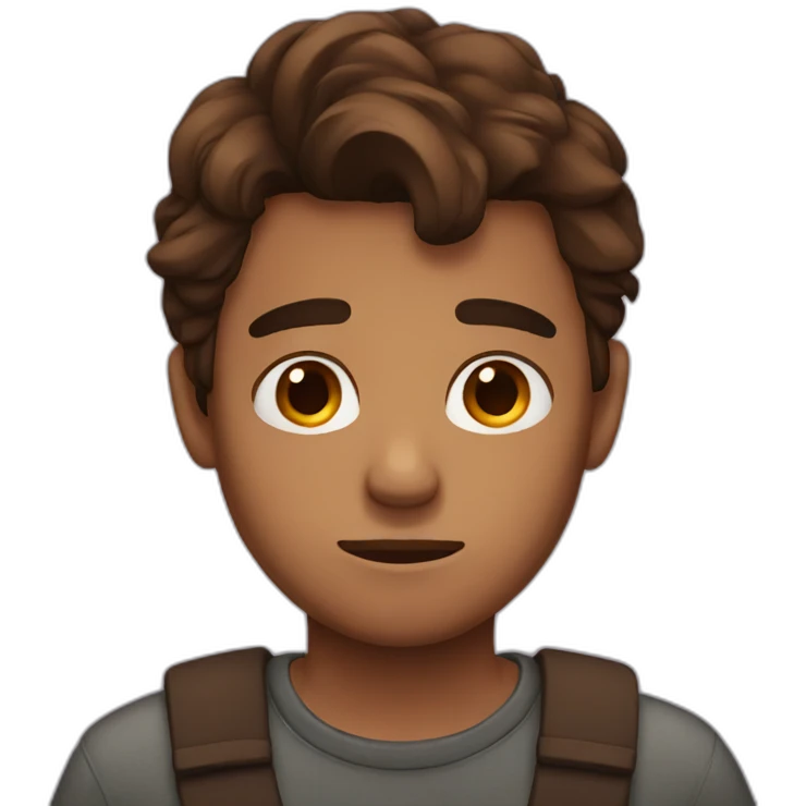 sad boyfriend with brown hair and brown skin emoji