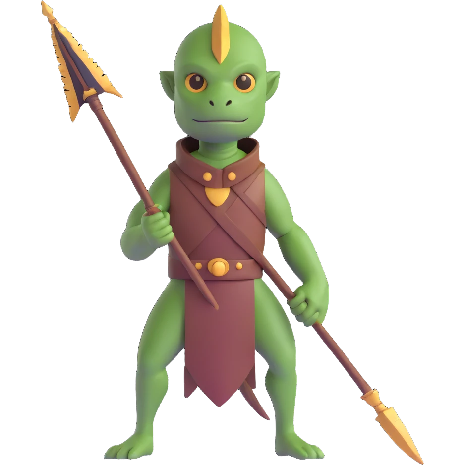 reptilian humanoid troglodyte warrior with spear from Heroes of Might and Magic 3 emoji
