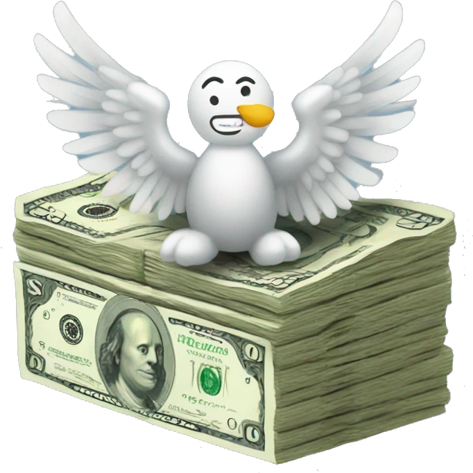 A stack of dollars with wings emoji